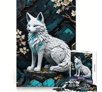 Puzzle Kintsugi Kitsune bianco, difficile, per adulti, 1000 pezzi, per concentrazione, attività rilassante, taglio liscio, regalo invernale (38x52cm)