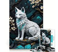 Puzzle Kintsugi Kitsune bianco per ragazzi,1000 pezzi,gioco di potenziamento mentale,pezzi di dimensioni uniformi e precisi,attività divertente per tutta la famiglia (50x75cm)