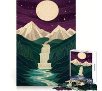 Puzzle Kintsugi Montagna Cascata per Adolescenti 1000 Pezzi Gioco Mentale Tempo Libero Divertimento Taglio Premium Regalo Premuroso (38x26cm)