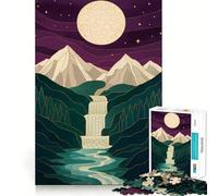 Puzzle Kintsugi Montagna Cascata per Adolescenti 1000 Pezzi Gioco Mentale Tempo Libero Divertimento Taglio Premium Regalo Premuroso (38x26cm)