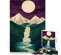 Puzzle Kintsugi Montagna Cascata per adulti 1000 pezzi Giocattolo intellettuale Divertimento rilassante Taglio preciso Lista dei desideri di Babbo Natale (38x52cm)