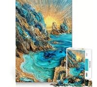 Puzzle Kintsugi "Scogliere al tramonto" da 1000 pezzi per ragazzi, gioco di logica semplice, svago facile, taglio perfetto, regalo di compleanno 38x26cm