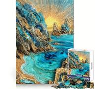 Puzzle Kintsugi "Scogliere al tramonto" da 1000 pezzi per ragazzi, gioco di logica semplice, svago facile, taglio perfetto, regalo di compleanno 38x26cm