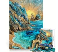 Puzzle Kintsugi "Scogliere al tramonto" per ragazzi, 1000 pezzi, attività per lo sviluppo cognitivo da svolgere a casa, bordi precisi, regalo festivo 50x75cm