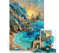Puzzle Kintsugi "Scogliere al tramonto" per ragazzi, 1000 pezzi, attività per lo sviluppo cognitivo da svolgere a casa, bordi precisi, regalo festivo 50x75cm