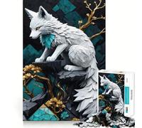 Puzzle Kintsugi White Wolf da 1000 pezzi per adulti,gioco di memoria,incastro perfetto senza spazi vuoti,attività rilassante per la pausa mentale (38x26cm)