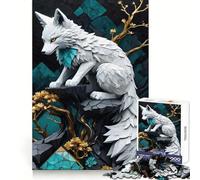 Puzzle Kintsugi White Wolf per adolescenti, 1000 pezzi, stimolante per la memoria, ideale per momenti di relax, con taglio preciso, perfetto come regalo di compleanno (38x26cm)