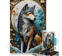 Puzzle Kintsugi Wolf Gold da 1000 pezzi,gioco di logica divertente,design a incastro perfetto, riunioni di famiglia (38x26cm)