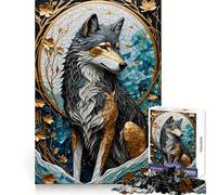 Puzzle Kintsugi Wolf Gold per ragazzi, 1000 pezzi, esercizio di logica, relax, bordi netti, (38x52cm)