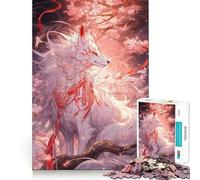 Puzzle Kitsune Bianco dei Ciliegi in Fiore,1000 pezzi,gioco di concentrazione mentale,taglio di precisione,bordi lisci,gioco significativo per costruire connessioni (50x75cm)