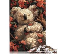 Puzzle Koala addormentato in fiore da 520 pezzi per adulti, in legno riciclato al 100%, puzzle rigidi per donne e uomini, 520 pezzi (52x38 cm)