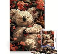 Puzzle "Koala addormentato in fiore" per ragazzi, 1000 pezzi, gioco di logica e antistress, taglio preciso, regalo di Babbo Natale 38x52cm