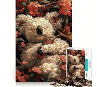 Puzzle "Koala addormentato in fiore" per ragazzi, 1000 pezzi, gioco di logica e antistress, taglio preciso, regalo di Babbo Natale 38x52cm