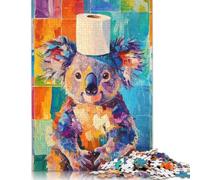 Puzzle Koala con cappello di carta igienica, giochi creativi, puzzle in cartone riciclato al 100% per adulti, regali di Natale, 1000 pezzi (38x26 cm)