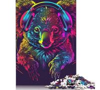 Puzzle Koala con cuffie e occhiali da sole per adulti, puzzle da 1000 pezzi per adolescenti, gioco educativo, giocattolo, regali di Natale, 1000 pezzi (75x50 cm)
