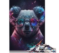 Puzzle Koala con occhiali 100% cartone riciclato Puzzle 100% cartone riciclato per bambino o bambina Regalo di Natale 1000 pezzi (75x50 cm)