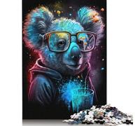 Puzzle Koala con occhiali da 1000 pezzi per adulti, puzzle rigidi in carta riciclata al 100% per bambini, regalo di Natale, 1000 pezzi (75x50 cm)