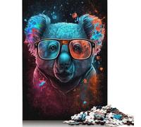 Puzzle Koala con occhiali, decorazione unica per la casa, puzzle in cartone riciclato al 100%, per adulti, regali di Halloween, 1000 pezzi (75x50 cm)