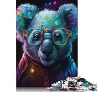 Puzzle Koala con occhiali, decorazione unica per la casa, puzzle rettangolare in carta per adulti e adolescenti, regali di Natale 1000 pezzi (75x50 cm)