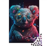 Puzzle Koala con occhiali, giocattoli di decompressione, puzzle in cartone riciclato al 100% per adulti, adolescenti, regali di Natale, 1000 pezzi (38x26 cm)