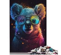 Puzzle Koala con occhiali, giocattoli di decompressione, puzzle in cartone riciclato al 100% per adulti, adolescenti, regali di Natale, 1000 pezzi (75x50 cm)