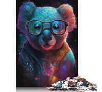 Puzzle Koala con occhiali, immagini personalizzabili, puzzle in cartone riciclato al 100% per bambini e adulti dai 12 anni, 1000 pezzi (75x50 cm)