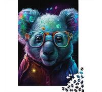 Puzzle Koala con occhiali, materiali ecologici, 100% cartone riciclato, puzzle per donne e uomini, 1000 pezzi (38x26 cm)