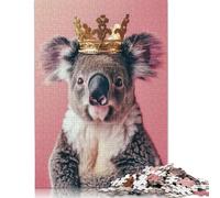 Puzzle Koala King Pastel Crown Relax Challenge, giocattolo di carta rettangolare per bambini e bambine, regalo per la festa del papà, 1000 pezzi (26x38 cm)