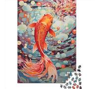 Puzzle Koi colorati quadrati da 500 pezzi per adulti e puzzle in legno per la decorazione della casa, 500 pezzi (52x38 cm)
