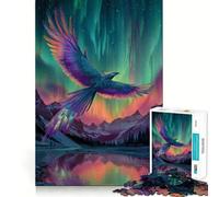 Puzzle "La fenice si libra sotto l'aurora boreale" per adolescenti, 1000 pezzi, giocattolo intelligente, svago delicato, taglio preciso, lista dei desideri di Babbo Natale (38x52cm)
