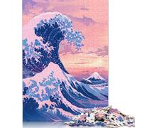 Puzzle "La Grande Onda di Kanagawa", decorazione unica per la casa, 100% in cartone riciclato, ideale come regalo per adulti e bambini, 1000 pezzi (75x50 cm).