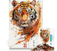 Puzzle "La Maestosità della Tigre" da 1000 pezzi per ragazzi, gioco di logica stimolante per la casa, bordo trasparente, regalo prezioso 50x75cm