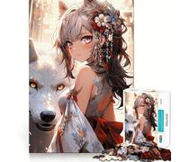 Puzzle "La ragazza e il lupo" da 1000 pezzi per adulti, gioco di logica e relax, ideale come regalo 38x52cm