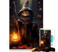 Puzzle "La Strega e il Gatto" da 1000 pezzi per ragazzi, gioco di logica stimolante per attività domestiche, bordi trasparenti, regalo prezioso 50x75cm