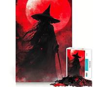 Puzzle "La strega sotto la luna rossa" per ragazzi,1000 pezzi,gioco stimolante per la mente,pezzi senza sbavature,taglio netto,facile da imparare,divertimento per tutta la famiglia (38x52cm)