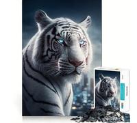 Puzzle "La Tigre Bianca in Città" da 1000 pezzi,gioco di concentrazione mentale,taglio di precisione,bordi lisci,gioco significativo per costruire connessioni (50x75cm)