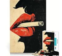Puzzle "Labbra rosse e sigaretta" da 1000 pezzi per adolescenti, gioco di logica, ideale per momenti di relax, con taglio preciso e pezzo da collezione (50x75cm)