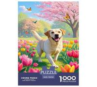 Puzzle Labrador Retriever Dog Da 1000 Pezzi, Puzzle Cherry Blossoms in Full Bloom Adulti, Gioco Diabilità Impossibile Giochi Rilassamento E Intelligenza Regalo Per Amore E Amico 70x50cm/1000pcs