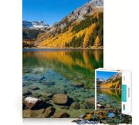 Puzzle "Lago alpino in autunno" per ragazzi,1000 pezzi,gioco di abilità mentale,taglio laser per un incastro perfetto,esercizio mentale per momenti di tranquillità a casa (38x52cm)