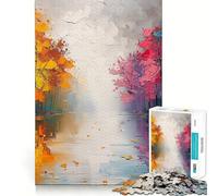 Puzzle Lago nella foresta arcobaleno da 1000 pezzi per adolescenti: rafforza la memoria, calma e relax, bordi lisci, (38x26cm)