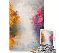 Puzzle Lago nella foresta arcobaleno da 1000 pezzi per adolescenti: rafforza la memoria, calma e relax, bordi lisci, (38x26cm)