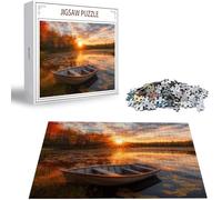 Puzzle Lago Puzzle 1500 Pezzi Jigsaw Adulti DIY Classici Gioco, Puzzles a Forma di Barca, Giochi Rilassamento e Intelligence per Ragazzi da 14 Anni 87x57cm/1500 pcs con Scatola Regalo in Legno H-4810
