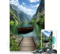 Puzzle "Lago sereno con barca e molo" da 1000 pezzi per adulti, ideale per stimolare la mente e ridurre lo stress, con bordi precisi, perfetto come decorazione da parete (50x75cm)