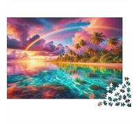Puzzle Laguna Arcobaleno Paesaggio Colorato 1000pz 70x50cm Carta Riciclata per Adulti Gioco Difficile Impegnativo Antistress Casa Divertimento