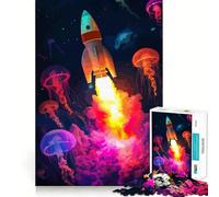 Puzzle "Lancio di razzo con meduse" da 1000 pezzi per adolescenti, gioco di logica stimolante per il relax mentale, bordi chiari, regalo elegante (38x26cm)