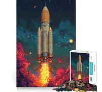 Puzzle "Lancio di un razzo nello spazio" per ragazzi, 1000 pezzi, gioco intelligente e antistress con bordi affilati, regalo di compleanno (50x75cm)