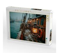 Puzzle, lanterna incandescente sulla tempesta | Un pesce sfida il vento e le onde, mentre una vecchia lanterna... · 1000 pezzi · Dimensioni sdraiata 64 × 48 cm · Puzzle