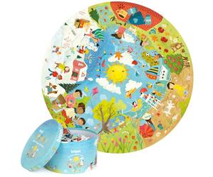 Puzzle Le 4 Stagioni Per Bambini Da 5 A 8 Anni 150 Pezzi - Giochi Educativi 4 Anni Da Tavolo - Puzzle Rotondo Con Porta Puzzle Diametro 58cm Ecofriendly By Boppi