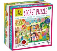 Ludattica - Secret puzzle 24 Maxi pezzi | Formato 50x35 cm | con lente spia inclusa | Personaggi delle fiabe | Gioco educativo per bambini di 3 anni | Made in Italy