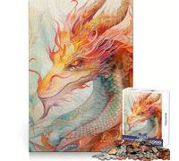 Puzzle leggendario del Drago Rosso da 1000 pezzi per adolescenti, gioco di logica fine, divertimento rilassante, bordo netto, decorazione da parete (38x52cm)